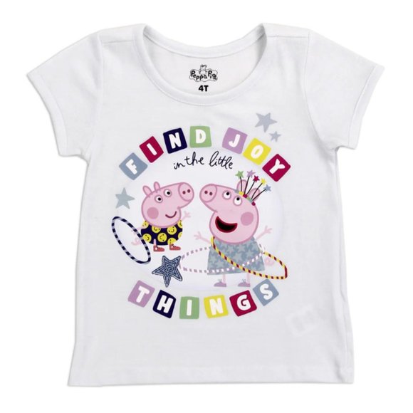 Peppa Pig Toddler Girls Short Sleeve T-Shirt | Find Joy in Little Things Tee - Picture 1 of 3